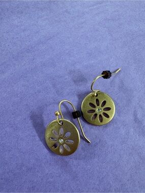 Lia Sophia Antique Brass Flower Cutout Drop Earrings - Women Jewelry